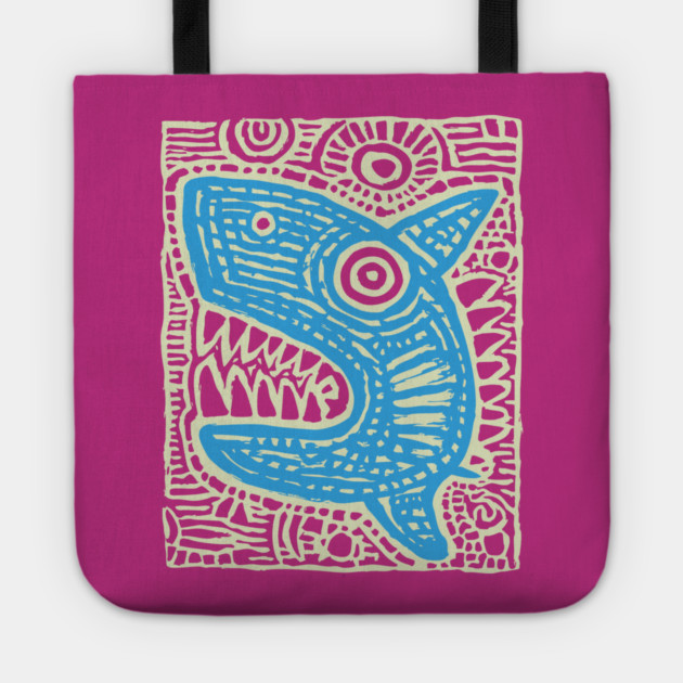 Whimsical Shark Doodle | Friendly Ocean Predator Tote by TuncGK