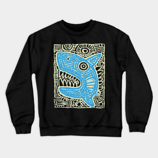 Whimsical Shark Doodle | Friendly Ocean Predator Crewneck Sweatshirt by TuncGK