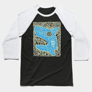Whimsical Shark Doodle | Friendly Ocean Predator Baseball T-Shirt