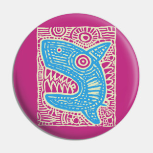 Whimsical Shark Doodle | Friendly Ocean Predator Pin