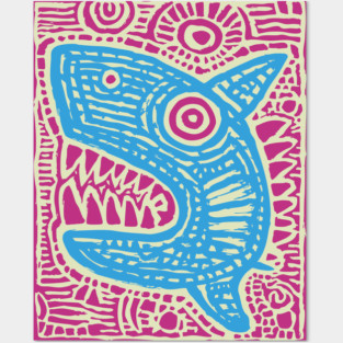 Whimsical Shark Doodle | Friendly Ocean Predator Posters and Art