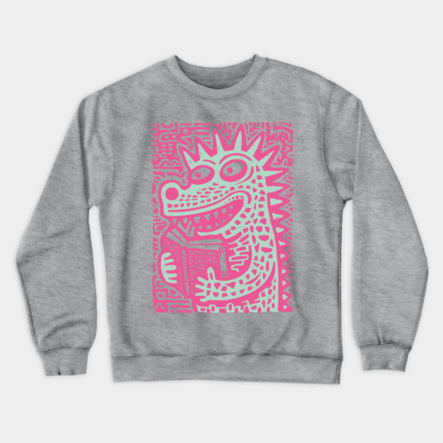 Bookworm Monster | The Studious Cryptid Crewneck Sweatshirt by TuncGK
