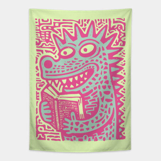 Bookworm Monster | The Studious Cryptid Tapestry by TuncGK