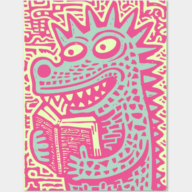 Bookworm Monster | The Studious Cryptid Wall Art by TuncGK