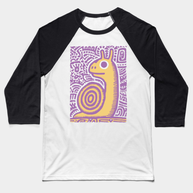 Psychedelic Snail | Groovy Garden Creature Baseball T-Shirt by TuncGK