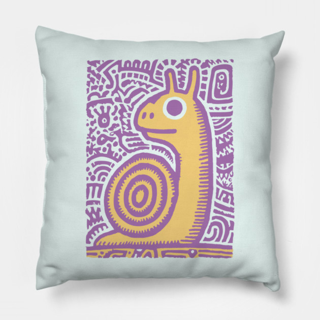 Psychedelic Snail | Groovy Garden Creature Pillow by TuncGK