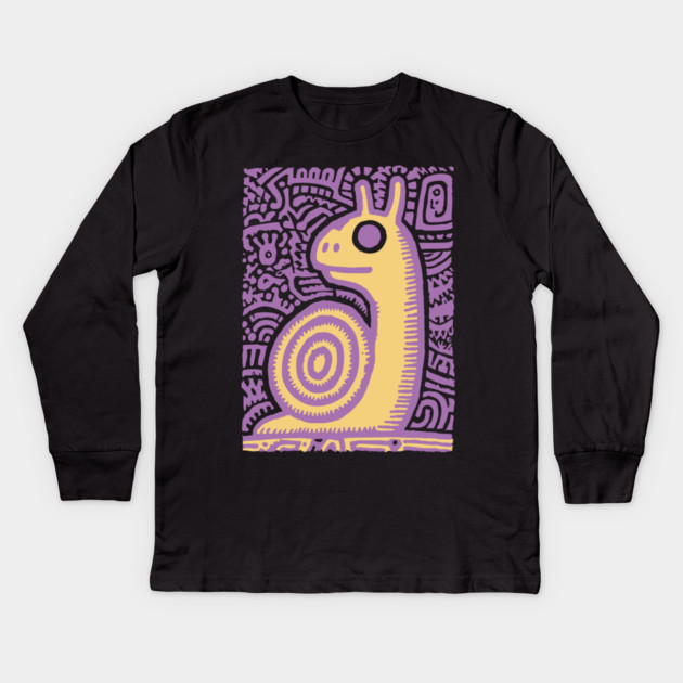 Psychedelic Snail | Groovy Garden Creature Kids Long Sleeve T-Shirt by TuncGK