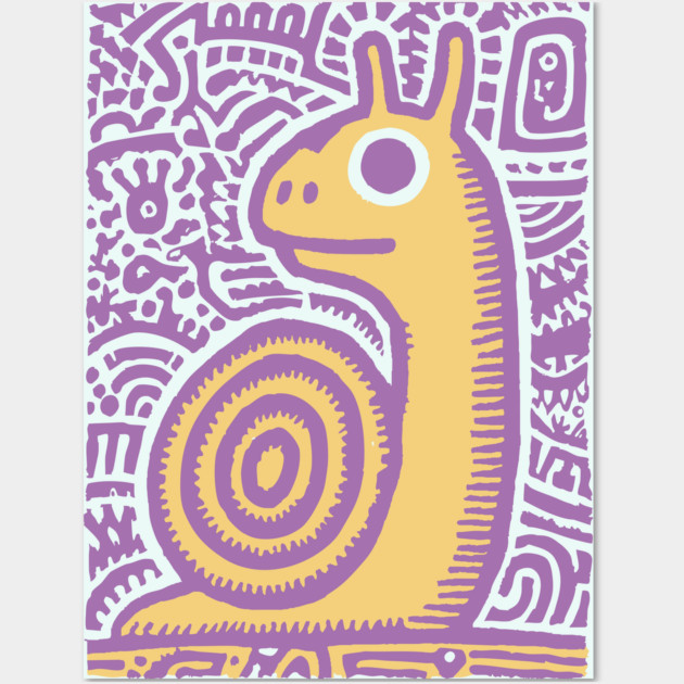 Psychedelic Snail | Groovy Garden Creature Wall Art by TuncGK