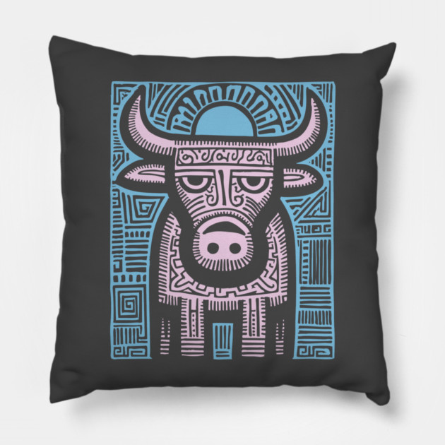 Pastel Taurus Zodiac | Gentle Bull Spirit Pillow by TuncGK
