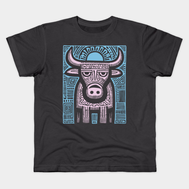 Pastel Taurus Zodiac | Gentle Bull Spirit Kids T-Shirt by TuncGK