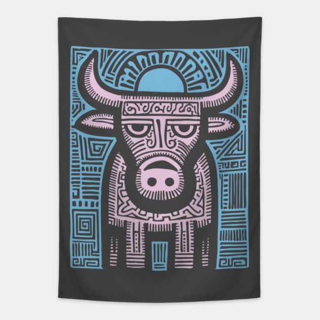Pastel Taurus Zodiac | Gentle Bull Spirit Tapestry by TuncGK