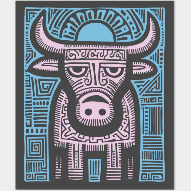 Pastel Taurus Zodiac | Gentle Bull Spirit Wall Art by TuncGK