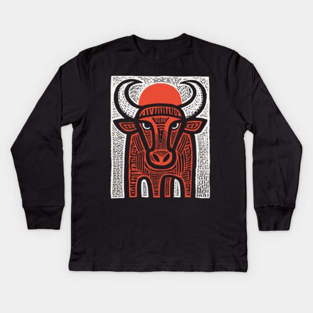 Sacred Bull Apis | Egyptian Mythology Inspired Kids Long Sleeve T-Shirt by TuncGK