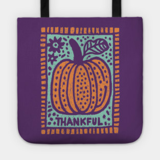 Thankful Autumn Pumpkin | Harvest Festival Folk Art Tote