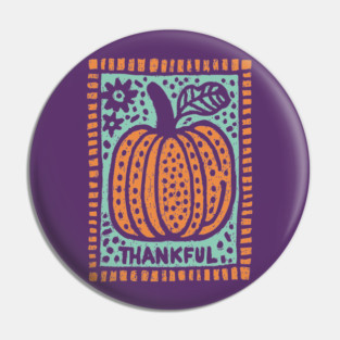 Thankful Autumn Pumpkin | Harvest Festival Folk Art Pin