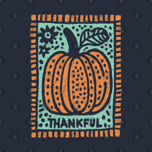 Thankful Autumn Pumpkin | Harvest Festival Folk Art by TuncGK