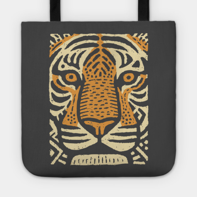 Primal Tiger Spirit | Tribal Big Cat Graphic Tote by TuncGK