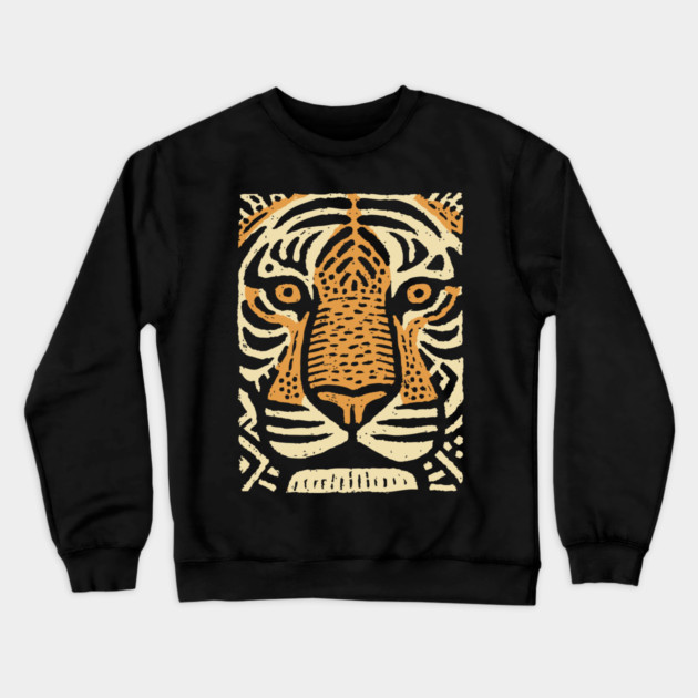 Primal Tiger Spirit | Tribal Big Cat Graphic Crewneck Sweatshirt by TuncGK