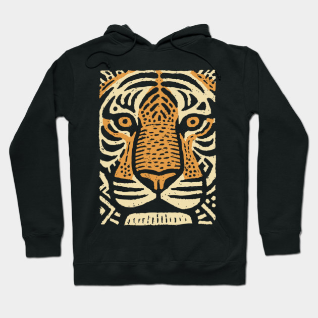 Primal Tiger Spirit | Tribal Big Cat Graphic Hoodie by TuncGK