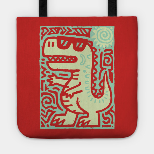 Whimsical T-Rex Doodle | Friendly Dinosaur Graphic Tote by TuncGK