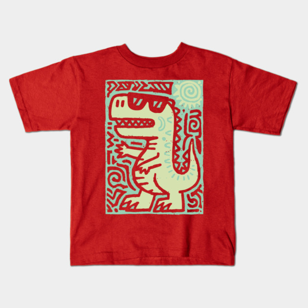 Whimsical T-Rex Doodle | Friendly Dinosaur Graphic Kids T-Shirt by TuncGK