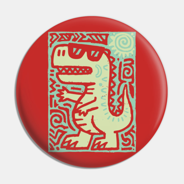 Whimsical T-Rex Doodle | Friendly Dinosaur Graphic Pin by TuncGK