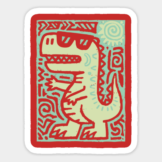 Whimsical T-Rex Doodle | Friendly Dinosaur Graphic Magnet by TuncGK