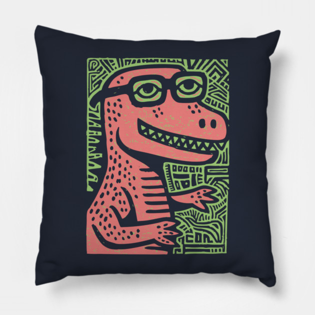 Nerdy T-Rex | The Clever-Saurus Geek Pillow by TuncGK