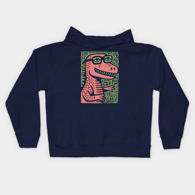 Nerdy T-Rex | The Clever-Saurus Geek Kids Hoodie by TuncGK
