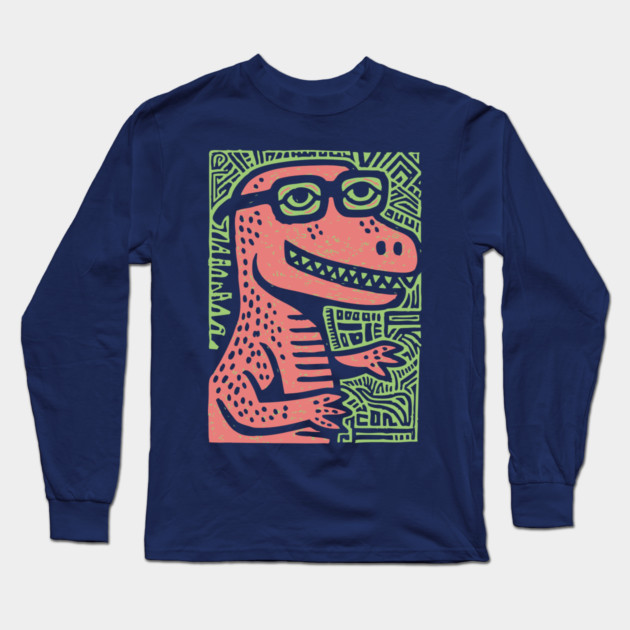 Nerdy T-Rex | The Clever-Saurus Geek Long Sleeve T-Shirt by TuncGK