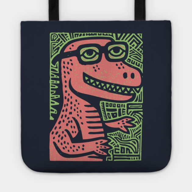 Nerdy T-Rex | The Clever-Saurus Geek Tote by TuncGK