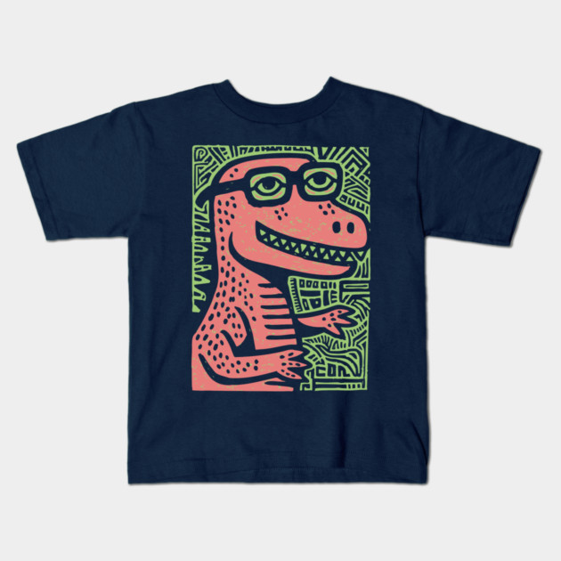 Nerdy T-Rex | The Clever-Saurus Geek Kids T-Shirt by TuncGK