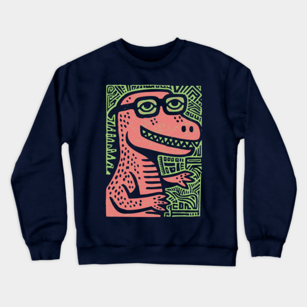 Nerdy T-Rex | The Clever-Saurus Geek Crewneck Sweatshirt by TuncGK