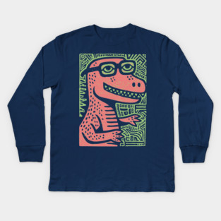 Nerdy T-Rex | The Clever-Saurus Geek Kids Long Sleeve T-Shirt