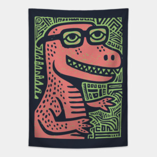 Nerdy T-Rex | The Clever-Saurus Geek Tapestry