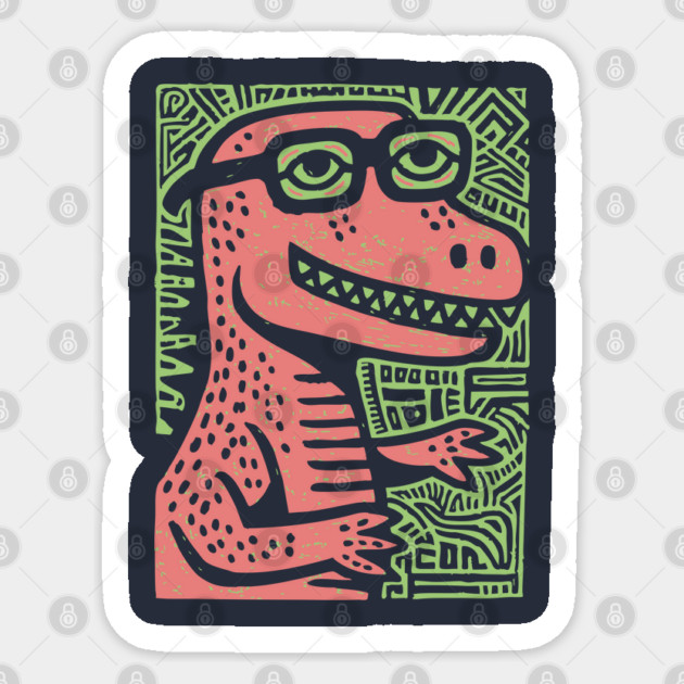 Nerdy T-Rex | The Clever-Saurus Geek Sticker by TuncGK
