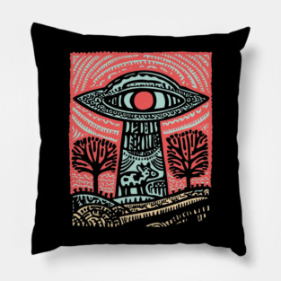 Psychedelic UFO Abduction | Ancient Alien Visitation Pillow