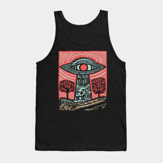 Psychedelic UFO Abduction | Ancient Alien Visitation Tank Top by TuncGK
