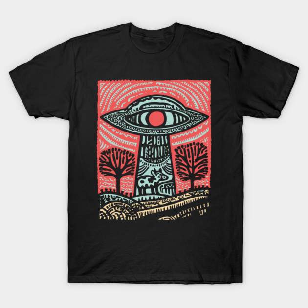 Psychedelic UFO Abduction | Ancient Alien Visitation T-Shirt by TuncGK