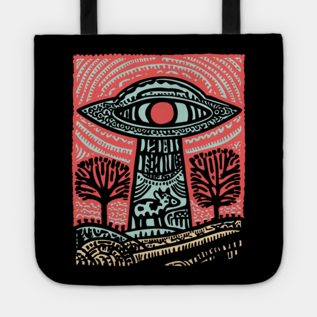 Psychedelic UFO Abduction | Ancient Alien Visitation Tote by TuncGK