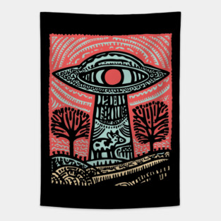 Psychedelic UFO Abduction | Ancient Alien Visitation Tapestry