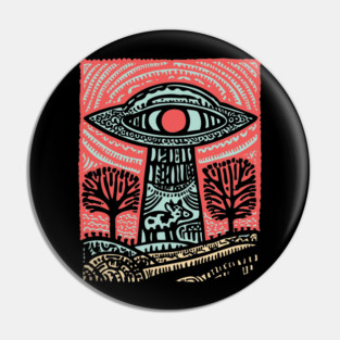 Psychedelic UFO Abduction | Ancient Alien Visitation Pin