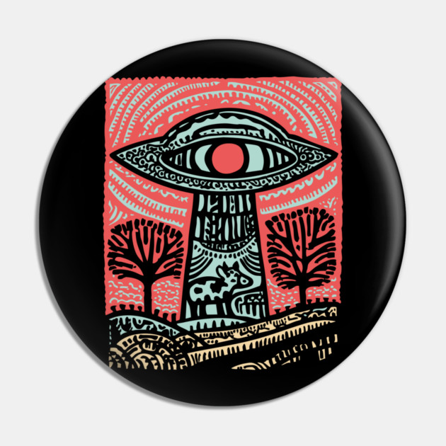 Psychedelic UFO Abduction | Ancient Alien Visitation Pin by TuncGK
