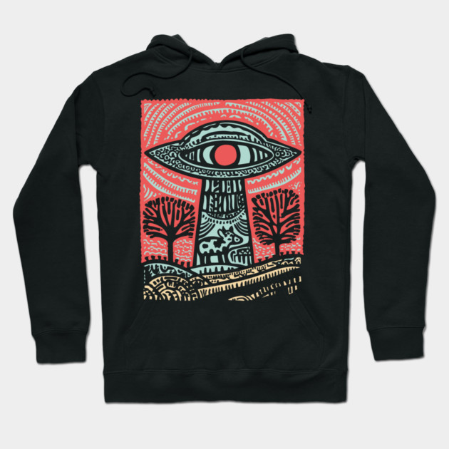 Psychedelic UFO Abduction | Ancient Alien Visitation Hoodie by TuncGK