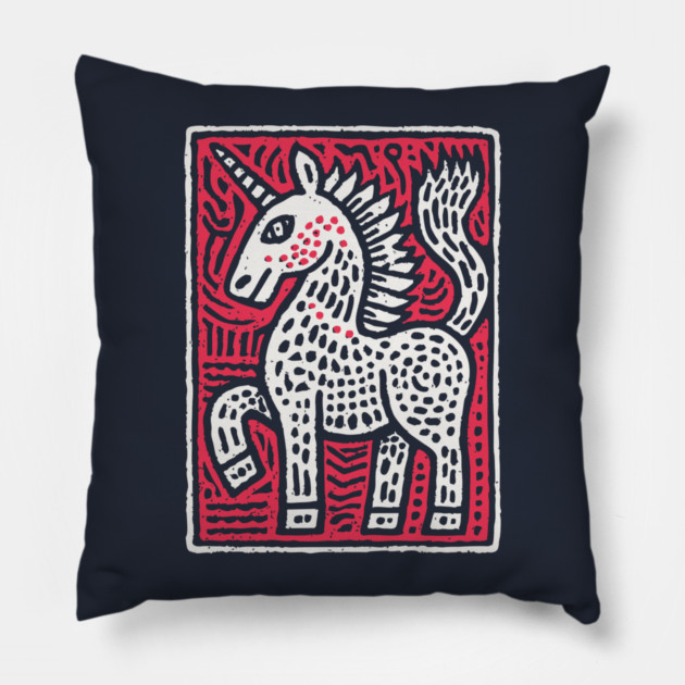 Primal Unicorn | Ancient Mythical Beast Pillow by TuncGK