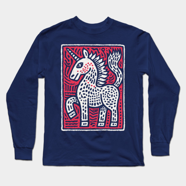 Primal Unicorn | Ancient Mythical Beast Long Sleeve T-Shirt by TuncGK