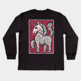 Primal Unicorn | Ancient Mythical Beast Kids Long Sleeve T-Shirt