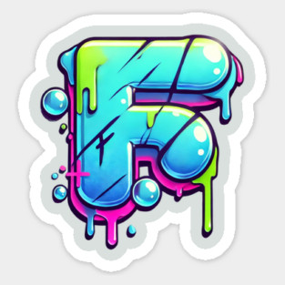 Graffiti Letter F – Drippy Neon Bubble Street Art Design Sticker