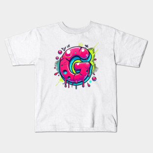 Graffiti Letter G – Neon Pink Drip Bubble Street Art Style Kids T-Shirt