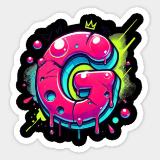 Graffiti Letter G – Neon Pink Drip Bubble Street Art Style Sticker